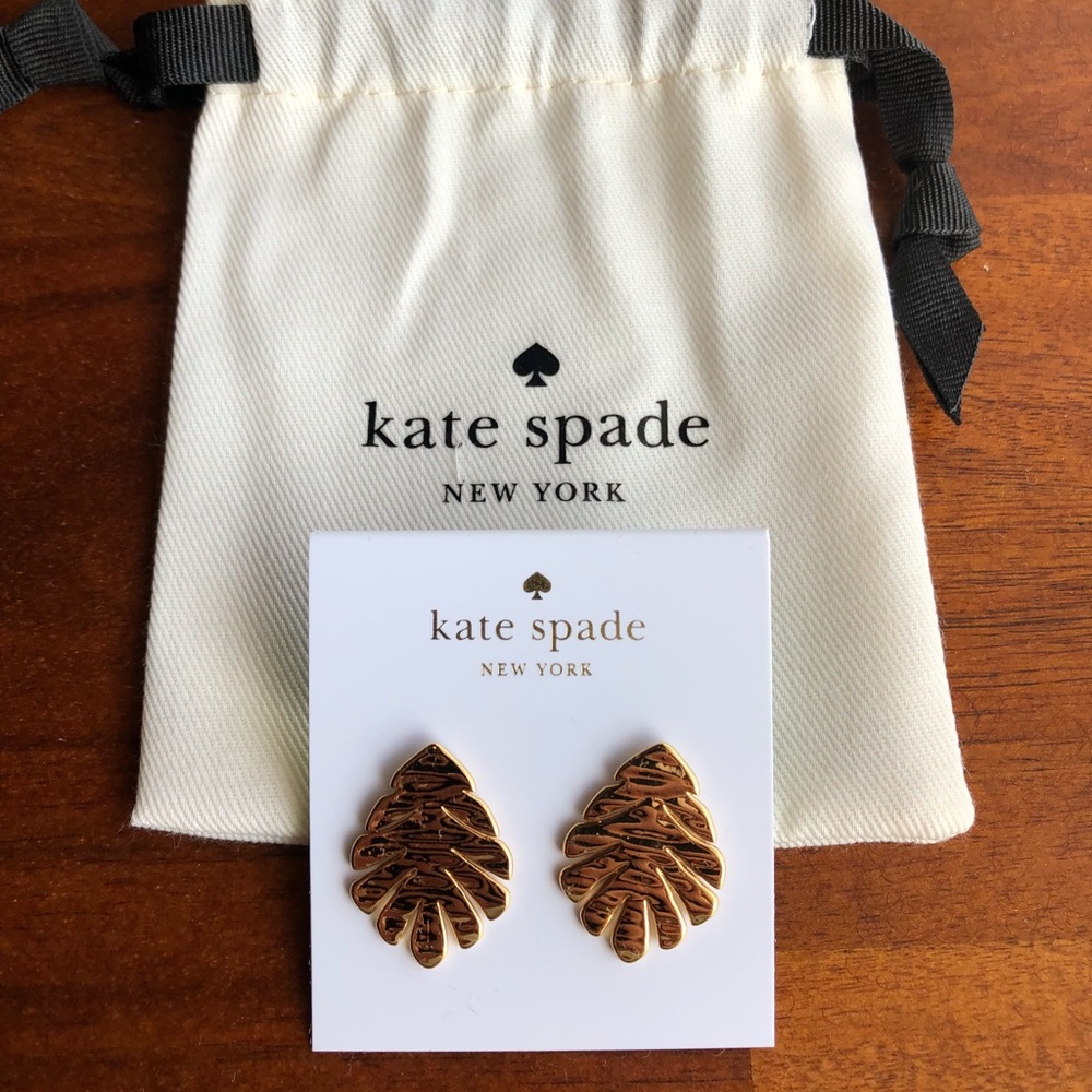 Kate Spade Leaf Studs in Gold